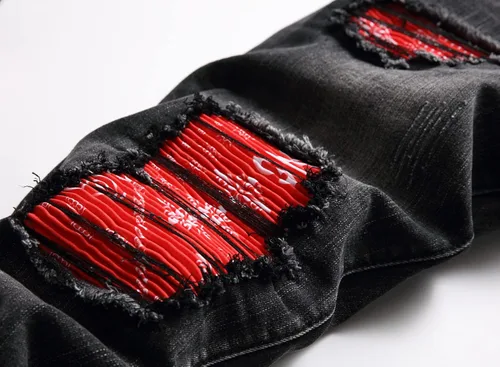 Vista 5 de OIIIO Jeans elásticos rasgados de ajuste regular para hombre