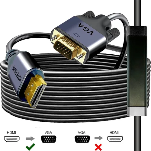 Vista 3 de Cable HDMI a VGA de 75 pies con IC, HDMI a VGA chapado en oro compatible para computadora, computadora de escritorio, laptop, PC, monitor