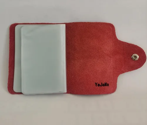 Vista 5 de Cartera para tarjetas de crédito, pequeña, de piel auténtica, 26 ranuras, para tarjetas, organizador para mujeres y hombres, Rojo -, Cartera
