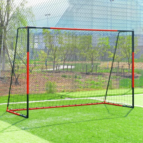 Vista 7 de KAIHAOWIN Portería de fútbol 3'x2.5' 6'x4' 8'x6' 10'x6.6' - Portería con marco de acero para todo clima, red de fútbol de montaje rápido - Porterías