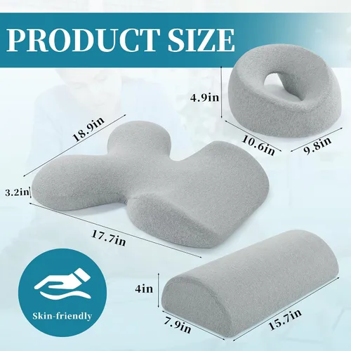 Vista 2 de BALAPET Juego de almohada de masaje y almohada de pecho, reposacabezas de masaje transpirable para cama con soporte de espuma viscoelástica, cojín