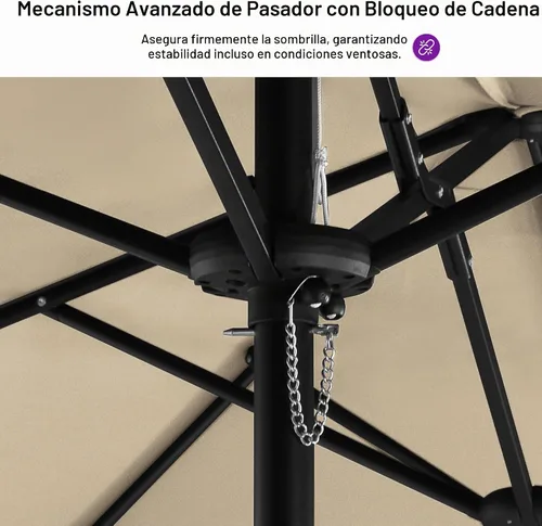 Vista 5 de PURPLE LEAF - Sombrilla de mercado de patio de 13 pies con base rectangular doble cara, sombrilla de mesa para exteriores con manivela, 12 varillas