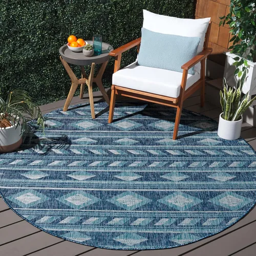 Vista 7 de SAFAVIEH Courtyard Collection CY8529 - Alfombra de pasillo de 2 pies 3 pulgadas x 6 pies 7 pulgadas, color azul marino y aguamarina CY8529