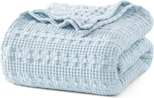 Vista 39 de PHF Manta ligera de punto gofre 100% algodón para cama, King, color blanco 02 Blanco