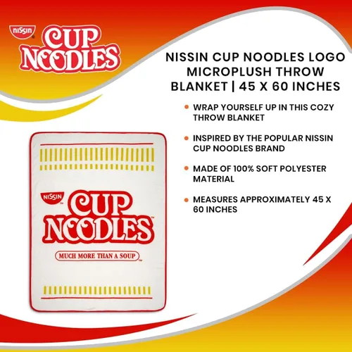 Vista 6 de Manta de microfelpa con logotipo de Nissin Cup Noodles 45 x 60 pulgadas
