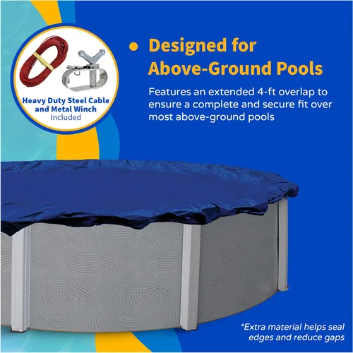 Vista 6 de Blue Wave Funda redonda dorada para alberca sobre el suelo de 24 pies para invierno, polietileno duradero y resistente a la intemperie