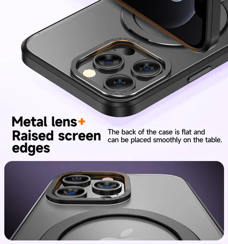 Vista 6 de MAGIC JOHN Funda para iPhone 12 Pro Max [compatible con Magsafe] [con soporte de metal magnético] [a prueba de golpes de grado militar]