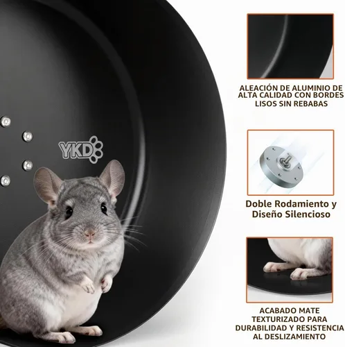 Vista 3 de Rueda de ejercicio silenciosa de Chinchilla de aleación de aluminio de 15" Negro