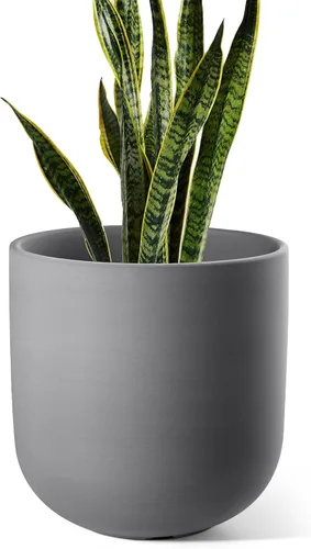Vista 8 de LE TAUCI Maceta para plantas de 10 pulgadas, macetas de cerámica para plantas con orificio de drenaje y tapón de goma, macetas para plantas