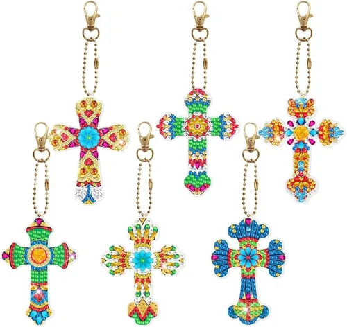 Vista 8 de 5pcs DIY 5D colorido búho diamante pintura llavero kits doble cara búho diamante arte llavero llavero