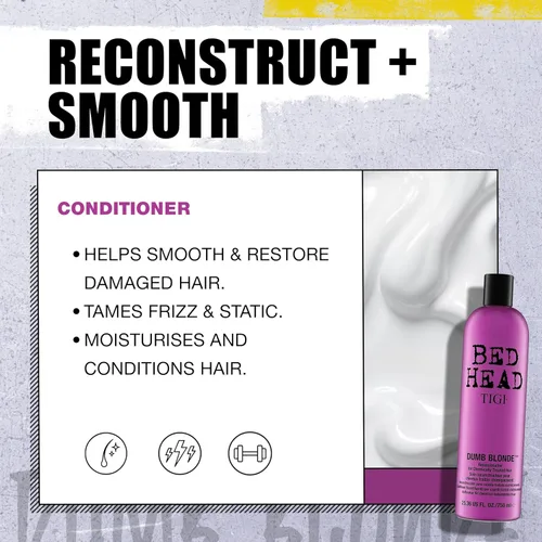 Vista 6 de TIGI Bed Head Dumb Blonde Champú y acondicionador reconstructor Duo – 25.36 oz cada uno, paquete de de 2