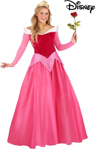 Vista 9 de Disfraz de princesa Aurora de Disney, vestido rosa y corona, disfraz de Halloween para mujer