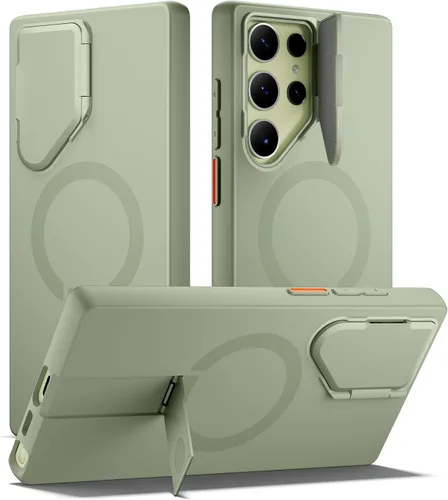 Vista 14 de SURITCH Funda para teléfono Samsung Galaxy S26 Plus, cubierta protectora magnética con cubierta de cámara y soporte de metal ajustable para Galaxy
