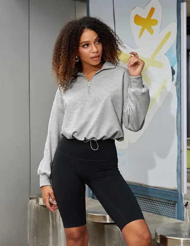 Vista 2 de Yeokou Sudadera corta para mujer, con media cremallera, manga larga, para entrenamiento