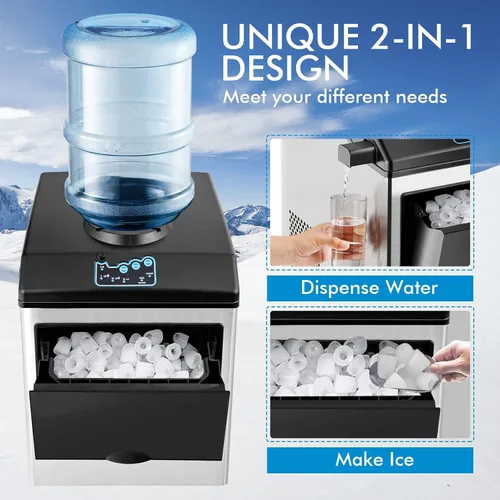 Vista 2 de PETSITE Dispensador de agua 2 en 1 para máquina de hielo, máquina electrónica portátil con dispensador de enfriador de agua, 48 libras/día, cubo