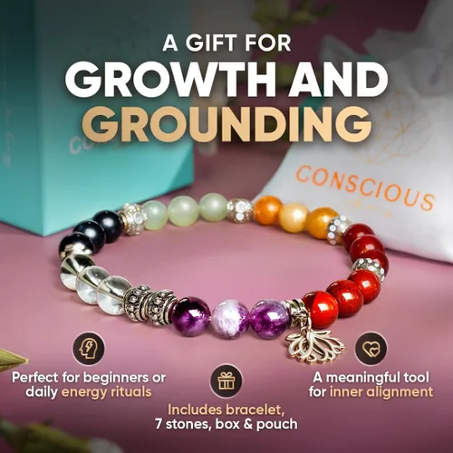Vista 6 de Conscious Items Pulseras espirituales para mujeres y hombres, pulsera de cristal curativo con piedras naturales para meditación, alineación
