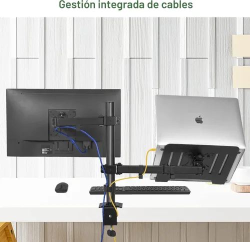 Vista 5 de UPGRAVITY Soporte para monitor y portátil, brazo de monitor con bandeja ventilada para pantallas LCD de computadora de 13 a 27 pulgadas y portátiles