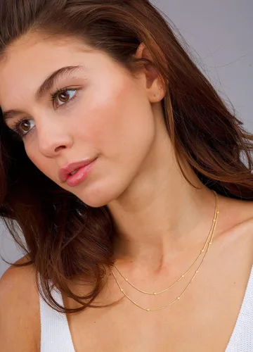 Vista 4 de CHESKY - Gargantilla de oro para mujer, chapado en plataoro de 14 quilates, gargantilla de cuentas satélite, delgada, de moda, collares de clip