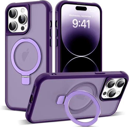 Vista 98 de SKYLMW - Funda compatible con iPhone 11 de 6.1 pulgadas, con soporte magnético invisible tipo anillo, funda translúcida de grado militar, compatible