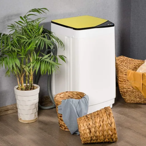 Vista 2 de Mini lavadoras portátiles completamente automáticas, capacidad de carga de 7.7 libras, con luz giratoria y barril integrada para dormitorios