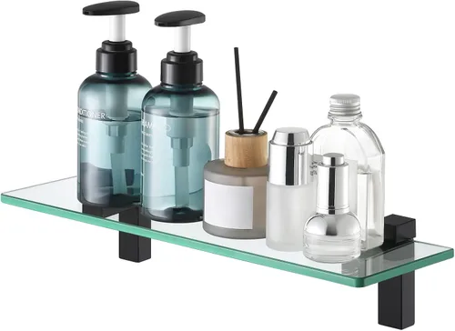 Vista 18 de KES BGS3201S40-2 - Estante de cristal de pared para baño, estante de 16 pulgadas montado en la pared, acabado de níquel cepillado, BGS3201S40-2