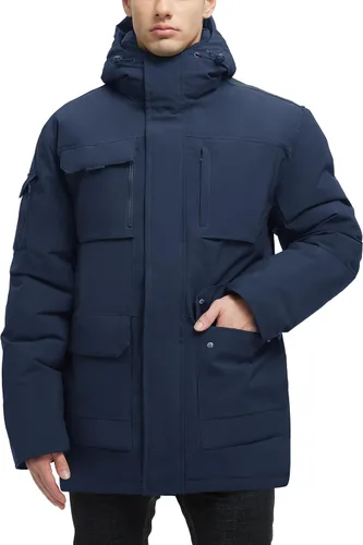 Vista 11 de Abrigos de invierno para hombre, chaquetas de invierno impermeables para hombre, chaqueta acolchada cálida con capucha cortavientos