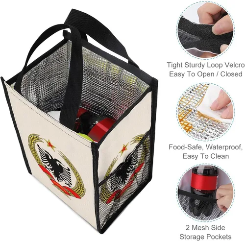 Vista 3 de Albanian Eagle - Bolsas de almuerzo para mujeres y hombres, lonchera aislada, bolsa reutilizable para oficina en casa