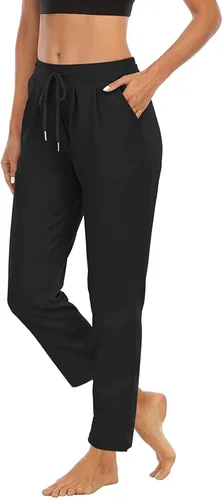 Vista 2 de Pantalones deportivos para mujer, leggings deportivos, pantalones de pierna recta, con cordón, holgados, cintura elástica, pantalones de descanso