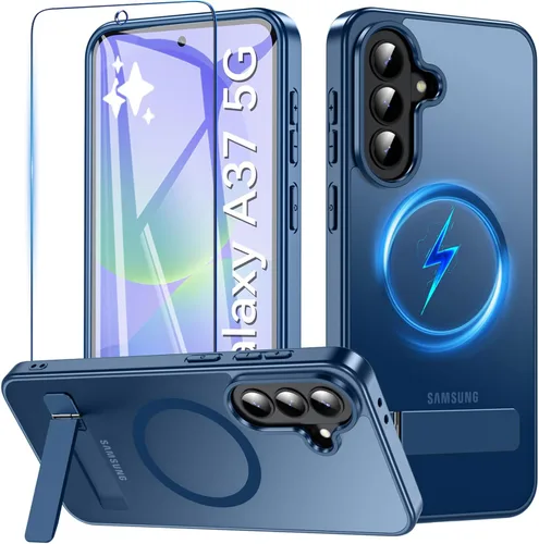 Vista 9 de OWKEY Funda magnética para Samsung Galaxy A15 5G con protector de pantalla y soporte, funda magnética para protección de grado militar Magsafe a