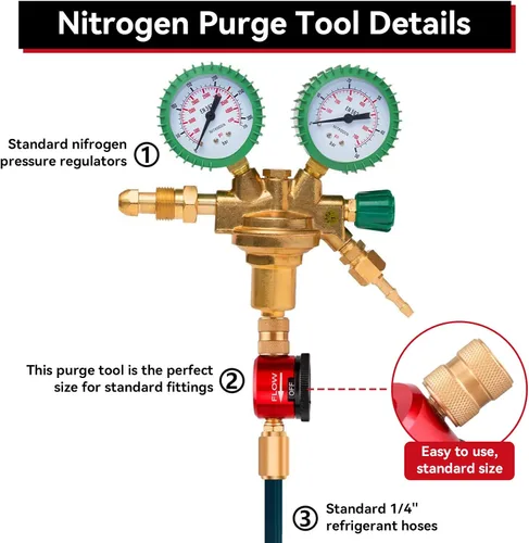 Vista 6 de Herramienta de purga de nitrógeno, Herramienta reguladora de purga de nitrógeno HVAC, Reguladores de nitrógeno