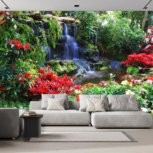 Vista 6 de FLFK Murales de pared autoadhesivos de cascada de bambú 3D de 78.7 x 59 pulgadas, papel tapiz para despegar y pegar, pintura para decoración