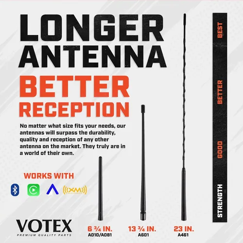 Vista 8 de Votex - Antena corta de goma para Ford Bronco (2021-2026) - Roscado de acero inoxidable de EE. UU. - Los accesorios originales de 6 3/4 pulgadas - A