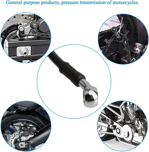 Vista 4 de Línea de freno de motocicleta, tubo de aceite de embrague hidráulico universal de 15.75 pulgadas, accesorios trenzados de acero inoxidable