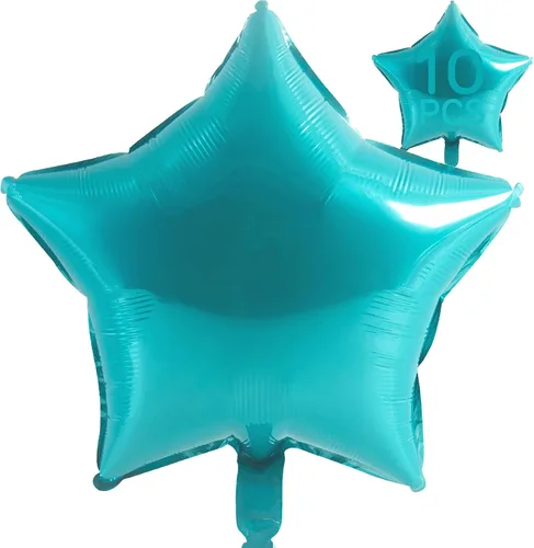 Vista 2 de Globos de estrella beige de 18 pulgadas, 10 globos de Mylar de forma estrella beige con revestimiento metálico de helio para decoraciones de fiesta