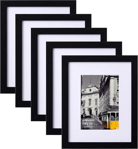 Vista 12 de eletecpro Juego de 5 marcos de fotos de 8 x 10 pulgadas, collage de fotos, decoración de pared, fotos de 5 x 7 con paspartú o de 8 x 10 pulgadas sin