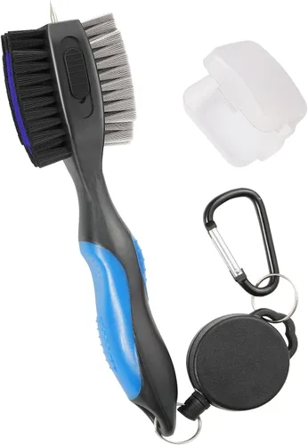 Vista 8 de Cepillos para Palos de Golf, Herramienta de Limpieza de Golf, con Uñas de Limpieza Retráctiles, Cerdas de Nylon y Alambre, Cabezal de Cepillo Doble