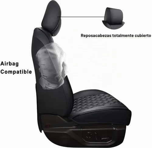 Vista 3 de Huidasource Tundra - Fundas de asiento de automóvil impermeables para la parte delantera y trasera, de cuero, protector de cojín de asiento Juego