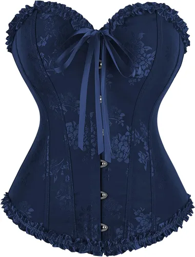 Vista 26 de frawirshau - Corsé para mujer, con cordones, con varillas, escultor de cuerpo, lencería Beige