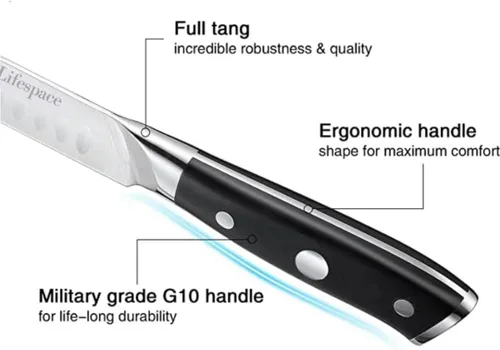 Vista 6 de Lifespace Cuchillo para tallar jamón y pechuga para barbacoa - Hoja de acero inoxidable de 12