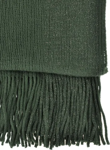 Vista 4 de ZLYC - Abrigo de mujer con bordes dorados, tipo cobija tejida. Poncho con flecos