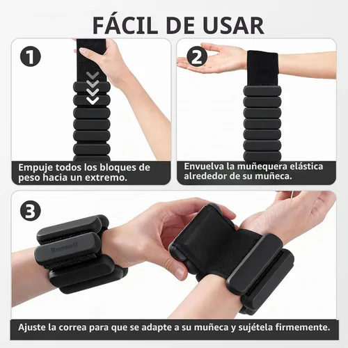 Vista 3 de Pesas de tobillo de muñeca para mujeres y hombres, 2 libras/par, pesas ajustables para brazos, piernas, pilates, pulseras con peso para gimnasio