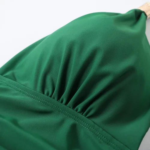 Vista 35 de RXRXCOCO - Traje de baño fruncido de una pieza, con cuello en V, para mujer, con control de abdomen y cuello halter