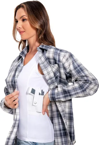 Vista 12 de Camiseta sin mangas con funda de transporte oculto, camisa táctica de compresión para uso diario, se adapta a equipos pequeños y compactos