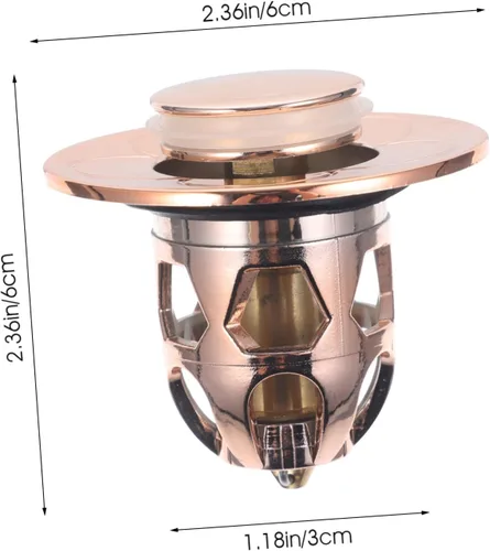 Vista 4 de Uonlytech Tapón universal para lavabo de drenaje de presión de drenaje de oro rosa para baño, lavabo