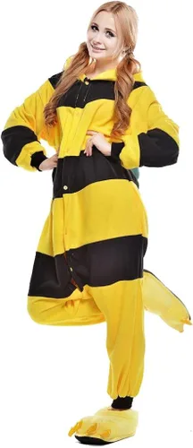 Vista 2 de Newcosplay - Pijama de abeja para adulto, unisex, disfraz de Halloween, L