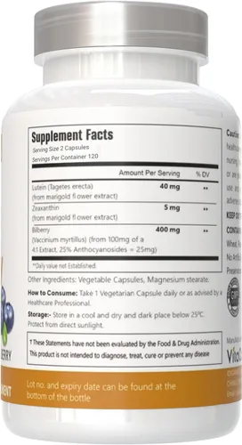 Vista 4 de Luteína con zeaxantina, cápsulas veganas, 240 unidades, 40 mg de luteína + 4 mg de zeaxantina por porción, sin OMG, sin gluten