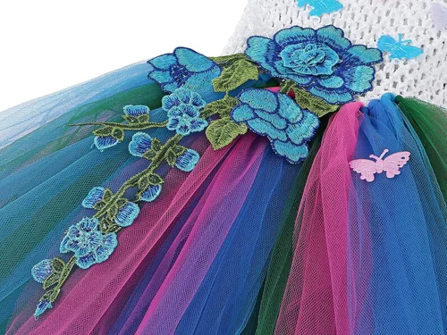 Vista 4 de AmzBarley Vestido de tutú Mirabel para niñas, disfraz de Isabella para Halloween, Magirc, familia, cosplay, fiesta de cumpleaños, trajes de flores