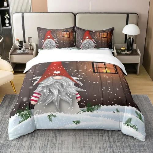 Vista 12 de Funda de edredón de Papá Noel 100% algodón, funda de edredón de ciervos de Navidad para niños y niñas, juego de ropa de cama de pingüinos de dibujos