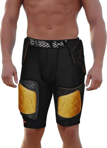 Vista 8 de Exxact Sports Gladiator - Faja de fútbol para adultos de 5 almohadillas para hombres con cadera, muslos, almohadillas para coxis, pantalones cortos