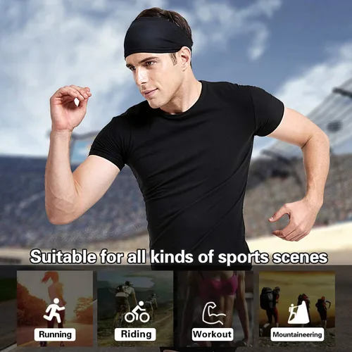Vista 2 de Diadema deportiva para hombre, 5 unidades, para correr, ciclismo, baloncesto, yoga, entrenamiento de fitness, banda elástica unisex